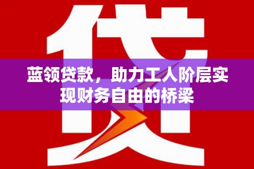 泗阳蓝领贷款，助力工人阶层实现财务自由的桥梁