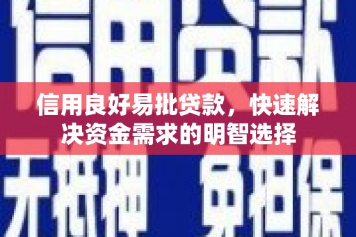 高要信用良好易批贷款，快速解决资金需求的明智选择