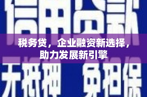 宾川税务贷，企业融资新选择，助力发展新引擎