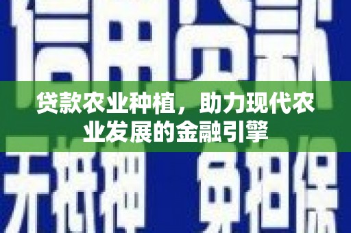 西岗贷款农业种植，助力现代农业发展的金融引擎